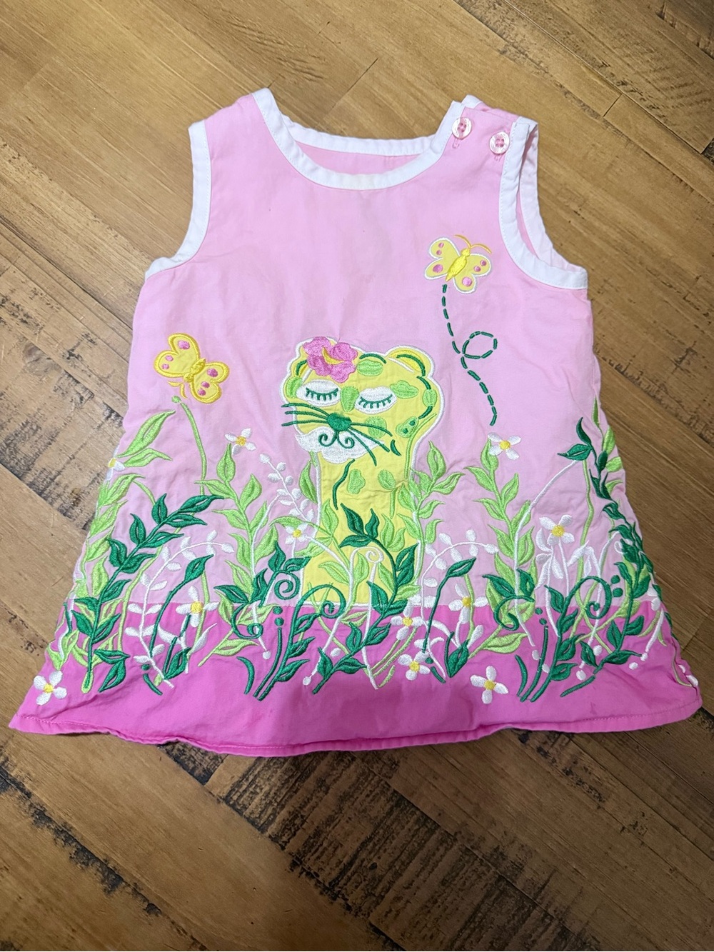 Lilly Pulitzer pink sleeveless dress in 12–18M cat and butterflies